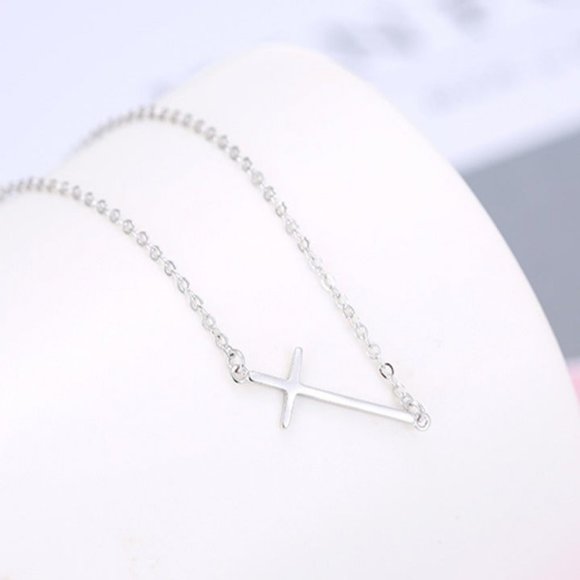 NEW 925 Sterling Silver Dainty Cross Necklace - Picture 3 of 4